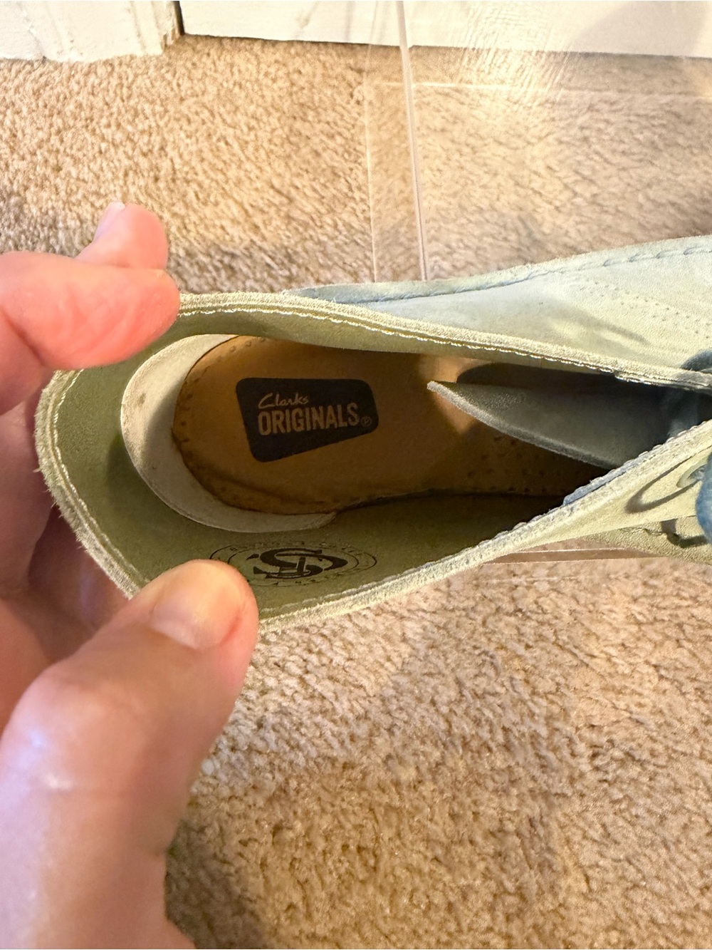 Clarks Women's Suede Lace-Up Desert Boots in Sage Green size 8 - Picture 5 of 7